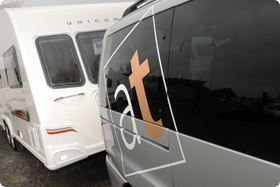 Van with caravan